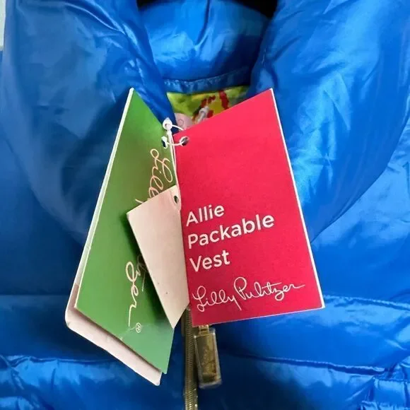 NWT Lilly Pulitzer Allie Packable Down Puffer Vest Brewster Blue Size XS - Picture 7 of 9